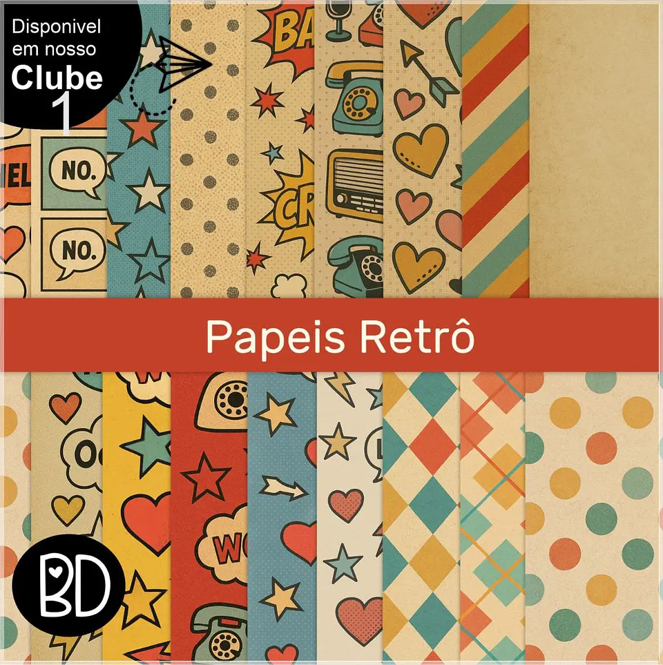 Kit Digital Papéis Retrô 16 1