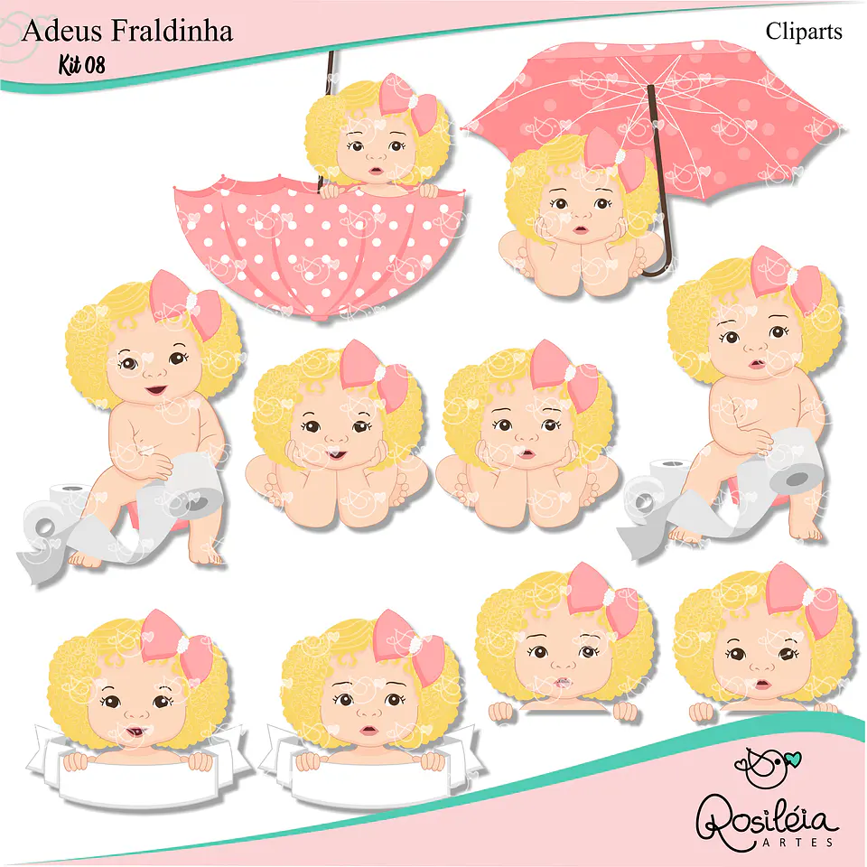 Kit Digital Adeus Fraldinha Menina 6 1