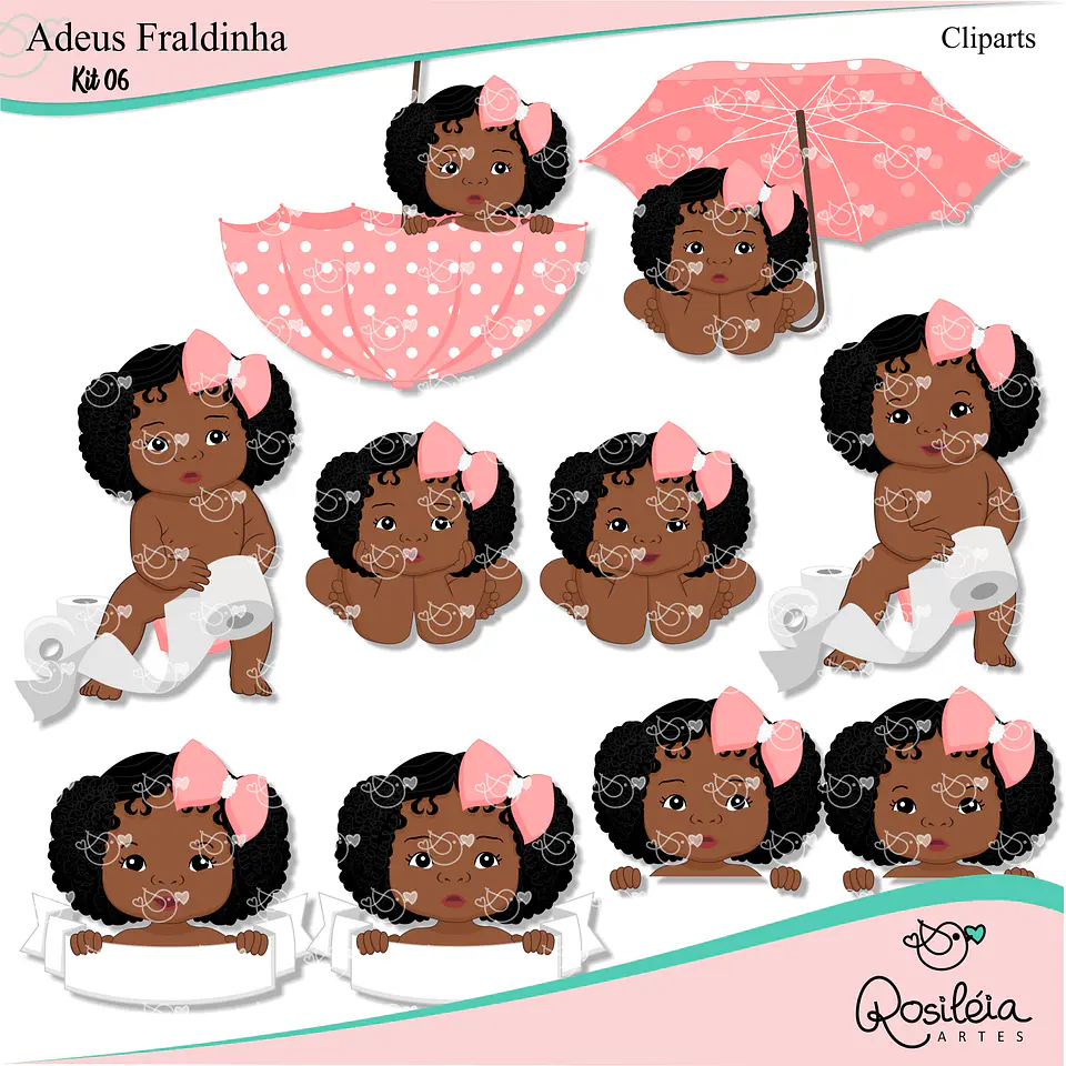 Kit Digital Adeus Fraldinha Menina 5 1