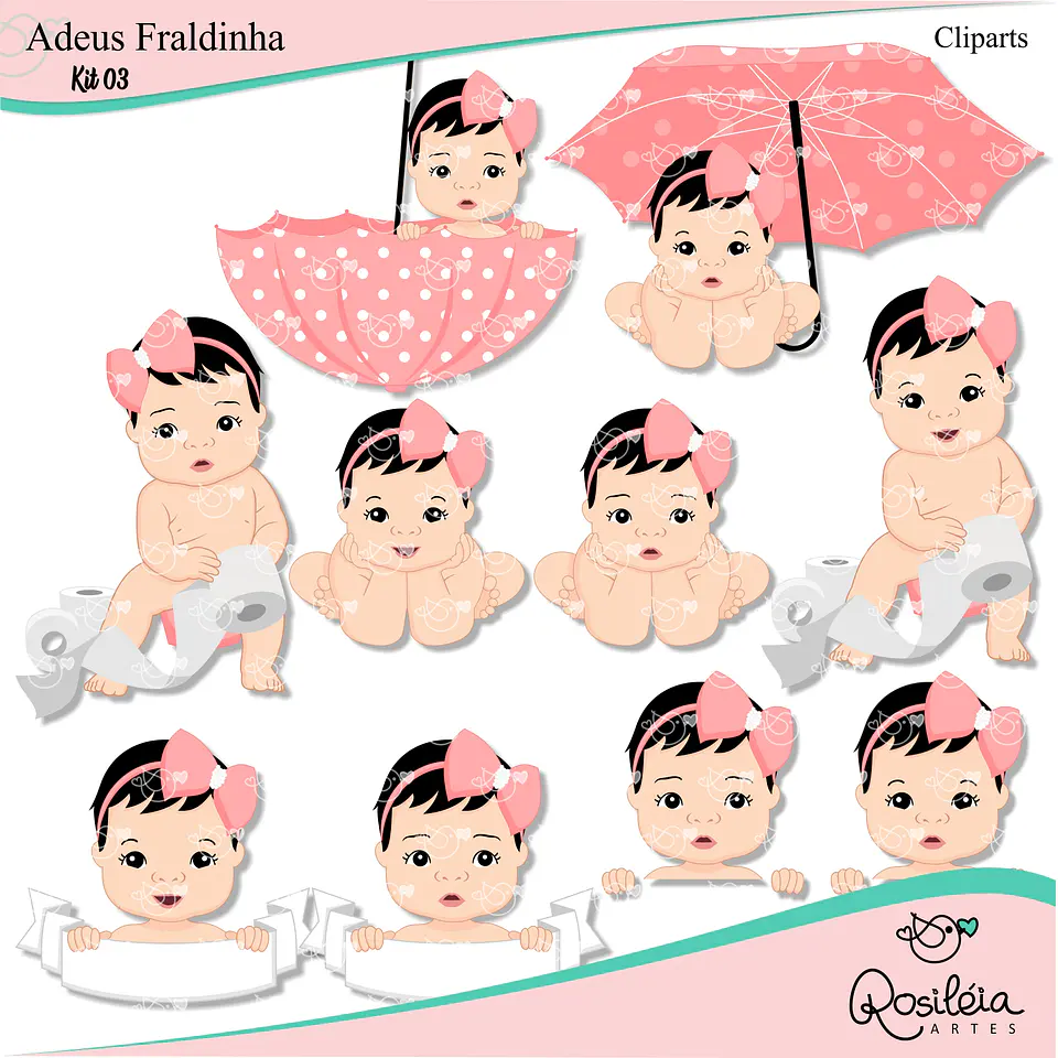 Kit Digital Adeus Fraldinha Menina 4 1