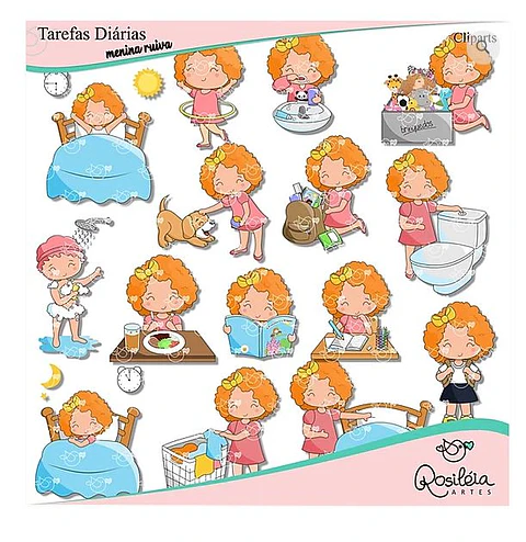 Kit Digital Tarefas Diarias Meninas Ruivinhas 82