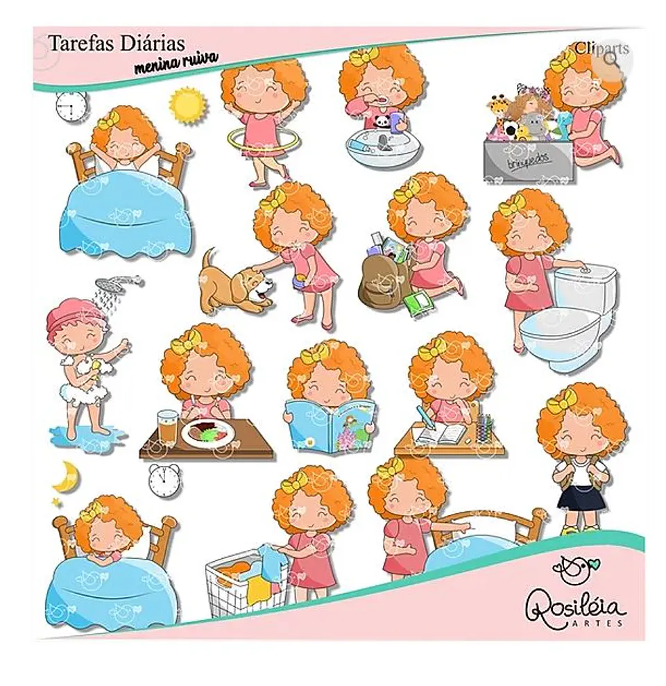 Kit Digital Tarefas Diarias Meninas Ruivinhas 82 1