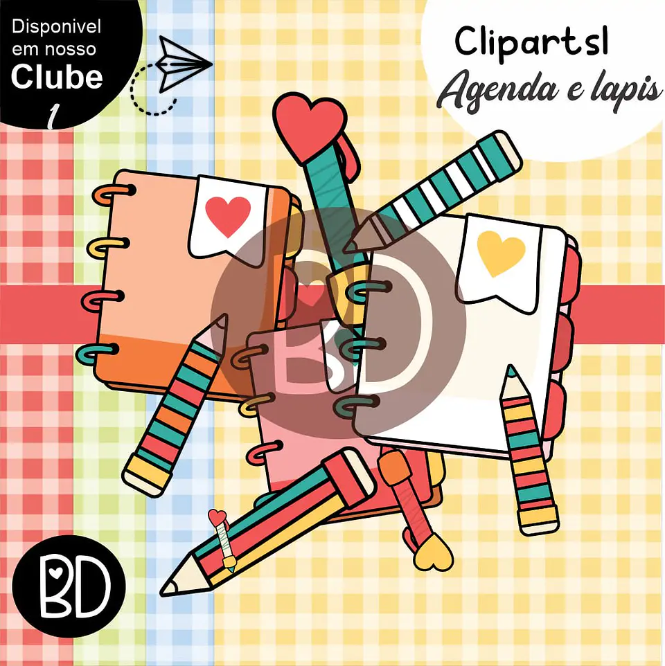 Kit Digital Clipartd Agenda e Lapis 51 1