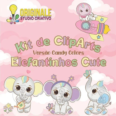 Kit Digital Candy Elefantinhos Collor 3