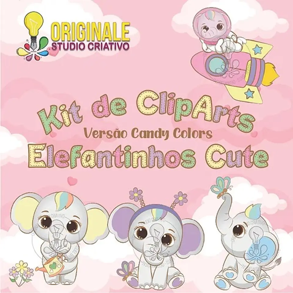 Kit Digital Candy Elefantinhos Collor 3 1