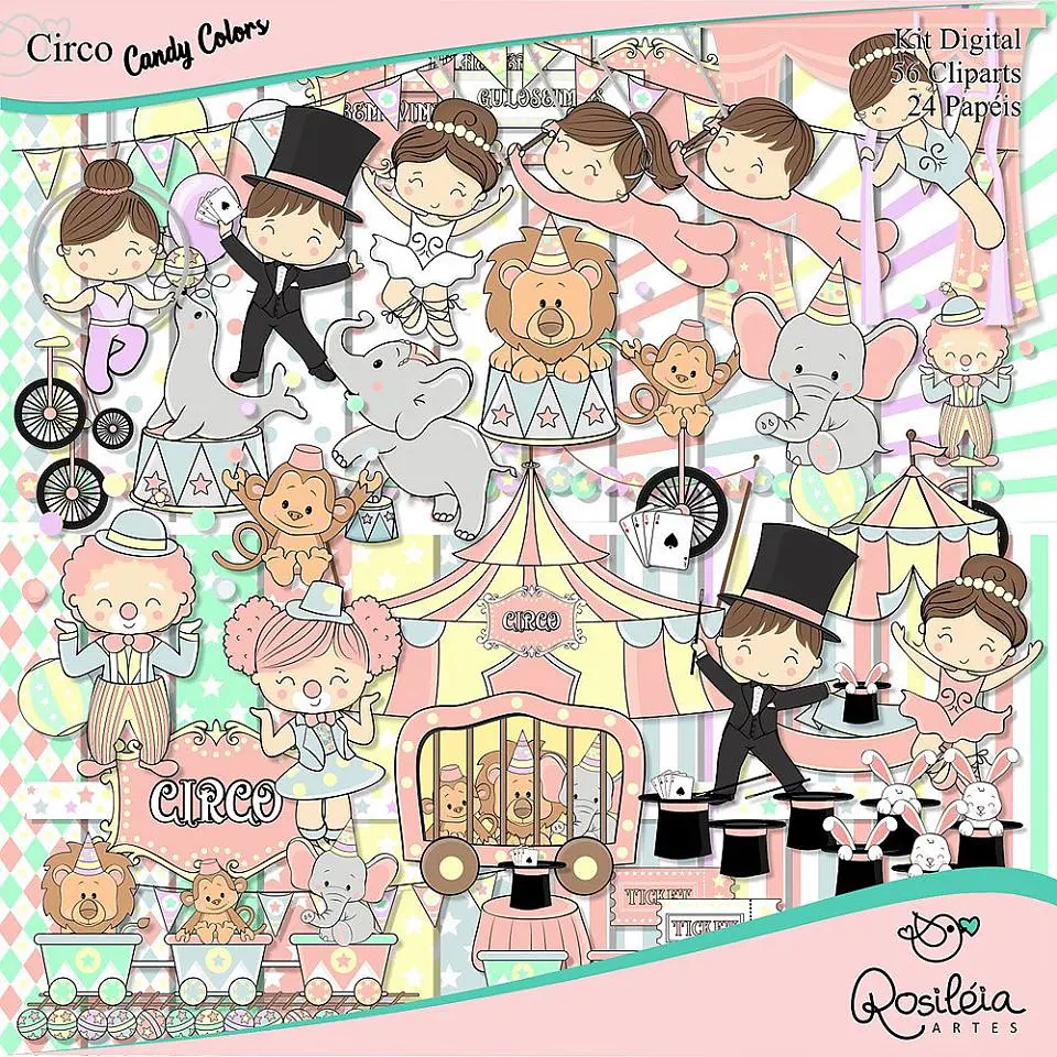 Kit Digital Circo Candy Colors 19 1