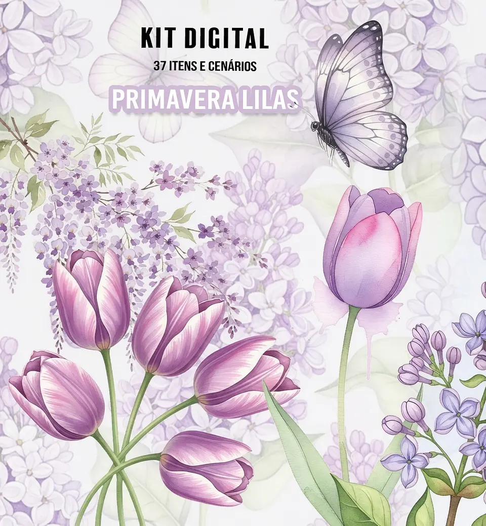 Kit Digital Floral Primavera Lilás 249 1