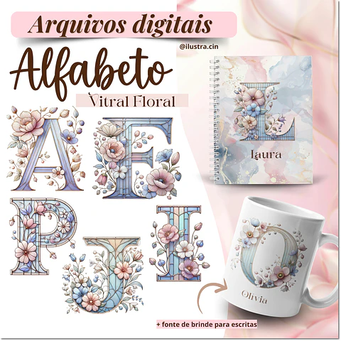 Kit Digital Alfabeto Vitral 8