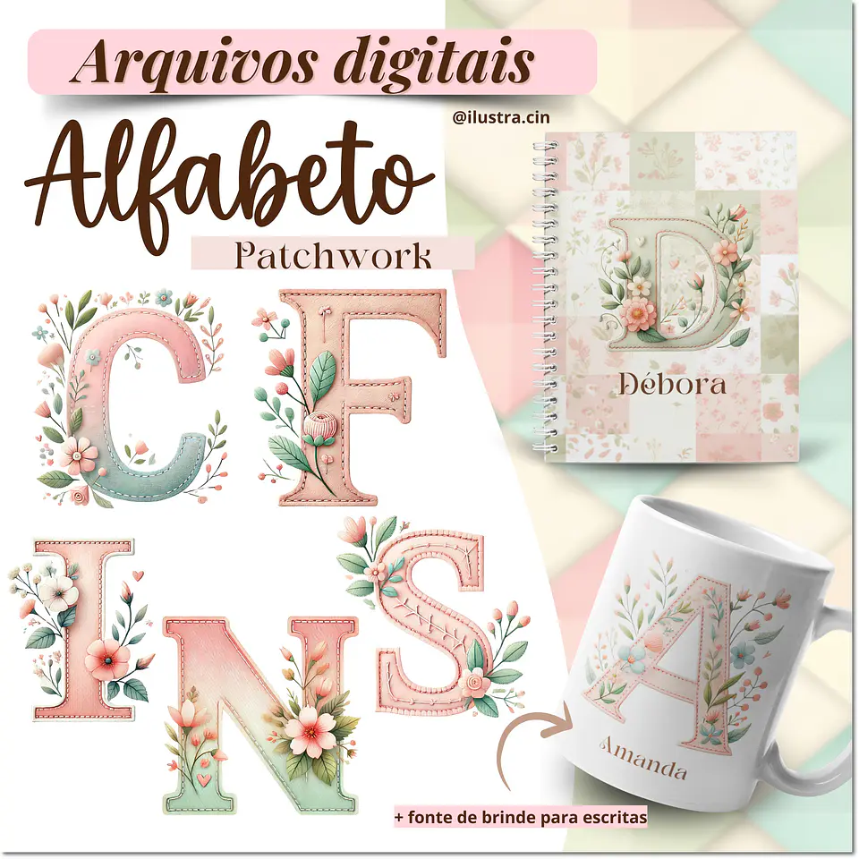 Kit Digital Alfabeto Patchwork 7 1