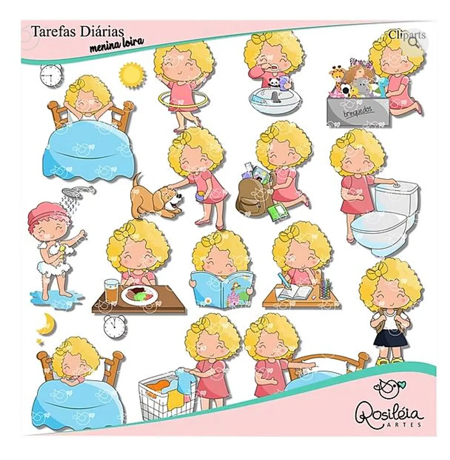 Kit Digital Tarefas Diarias Menina Loiras 78 1