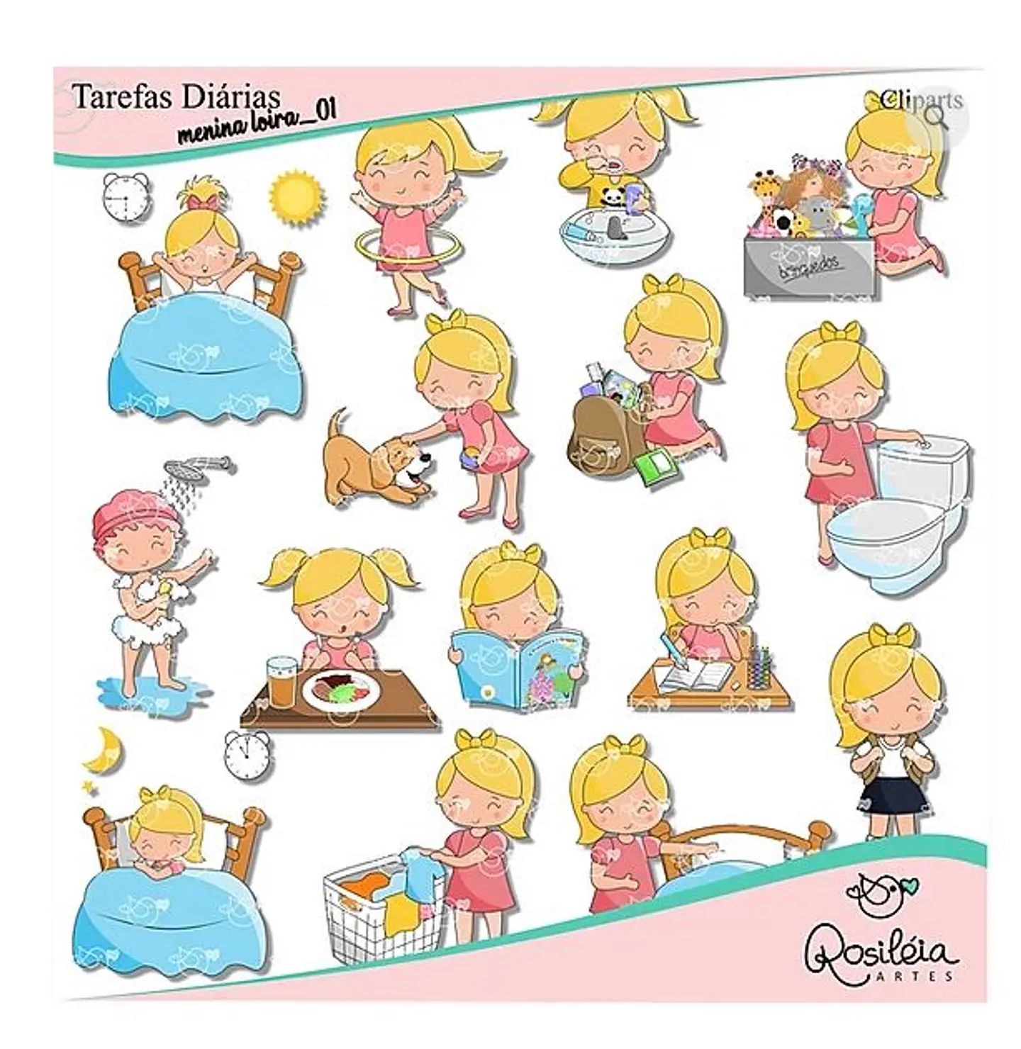 Kit Digital Tarefas Diarias Menina Loira 77 1