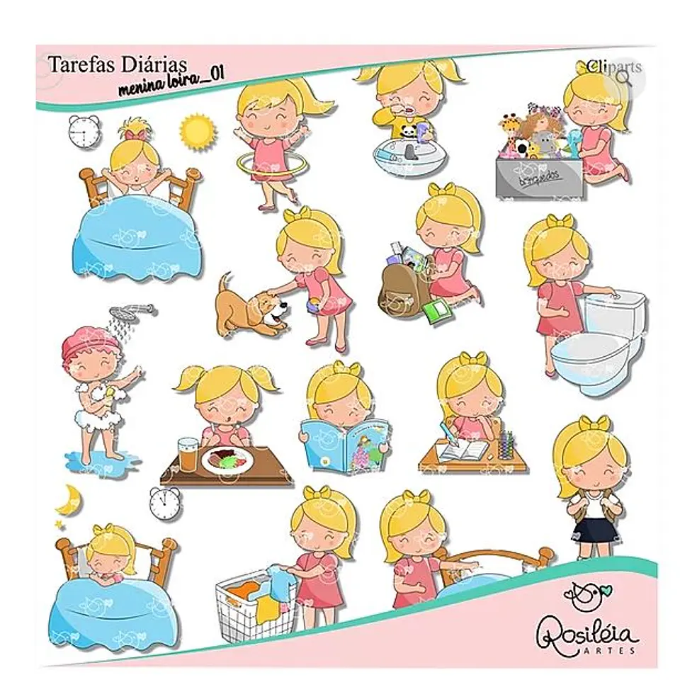 Kit Digital Tarefas Diarias Menina Loira 77 1