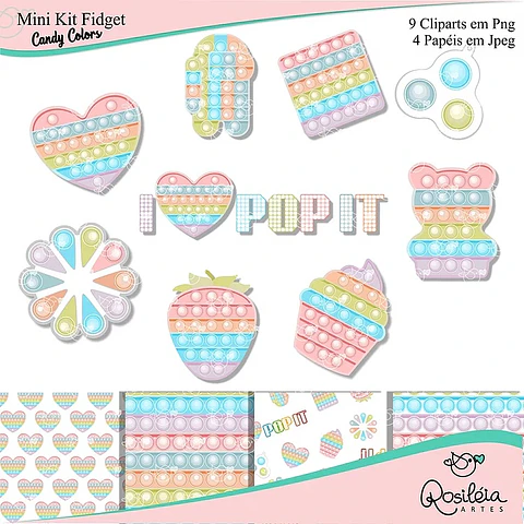 Kit Digital Mini Kit Fidget Candy Colors 50