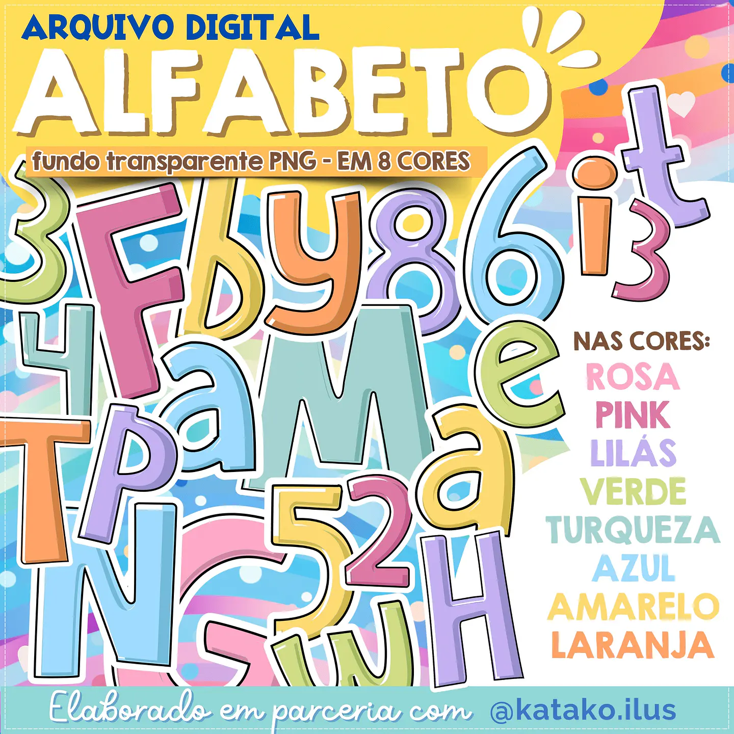 Kit Digital Alfabeto Básico Candy 2 1