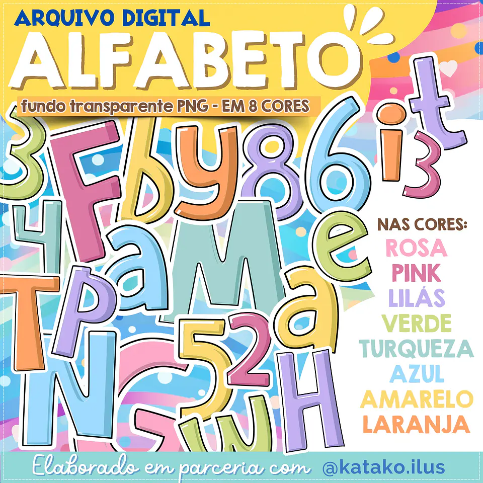 Kit Digital Alfabeto Básico Candy 2 1