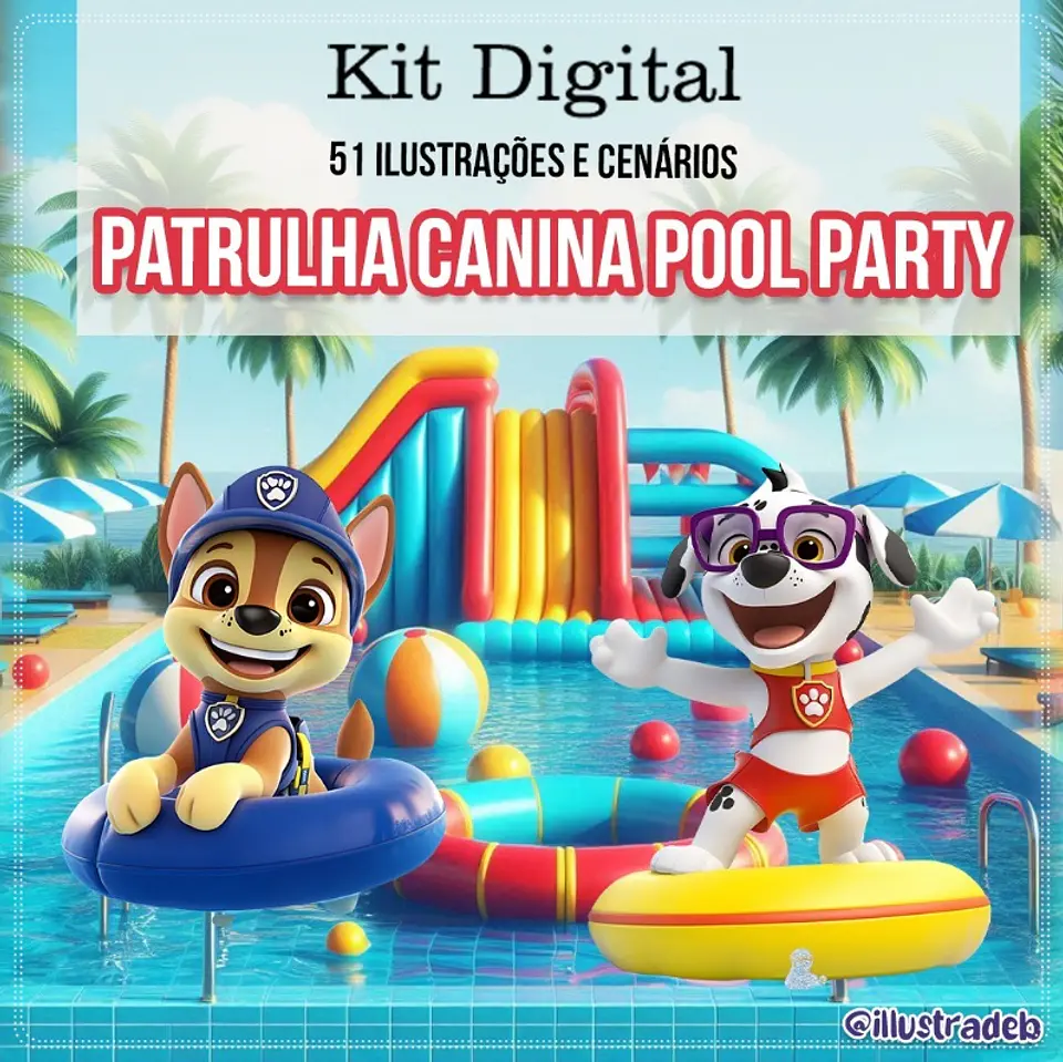 Kit Digital Patrulha Canina Pool Party 185 1