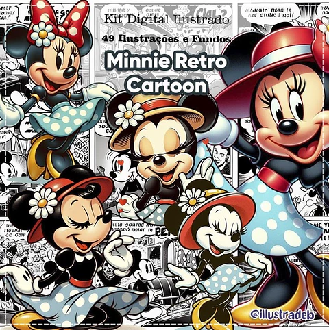 Kit Digital Minnie Retro Cartoon 168