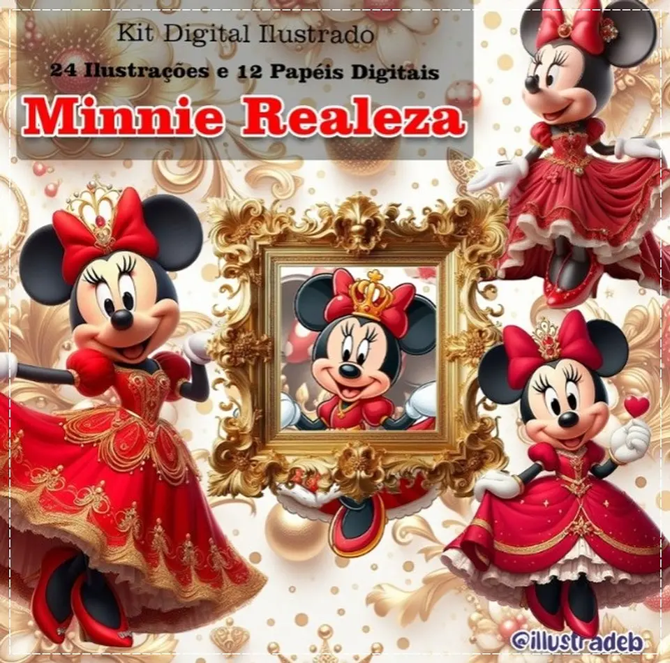 Kit Digital Minnie Realeza Vermelha 167 1