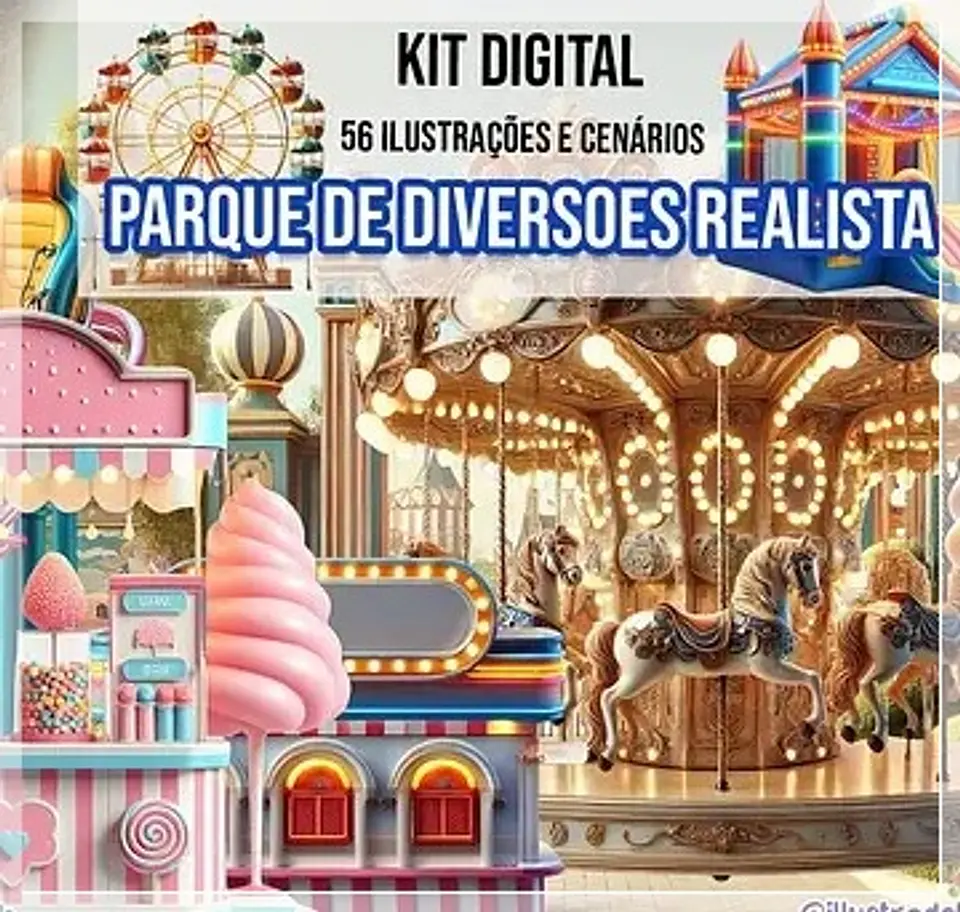 Kit Digital Parque de Diversões Realista 183 1