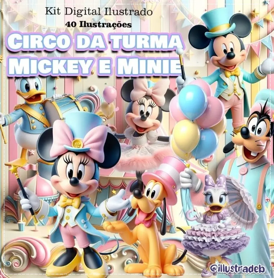 Kit Digital Mickey Minnie Circo Candy 3d 146 1