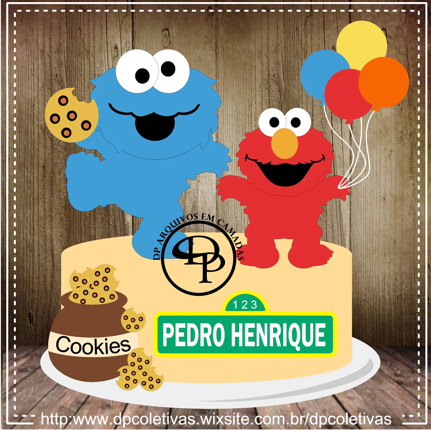 Arquivo de Corte Topo de Bolo Cookie Monster 2 1
