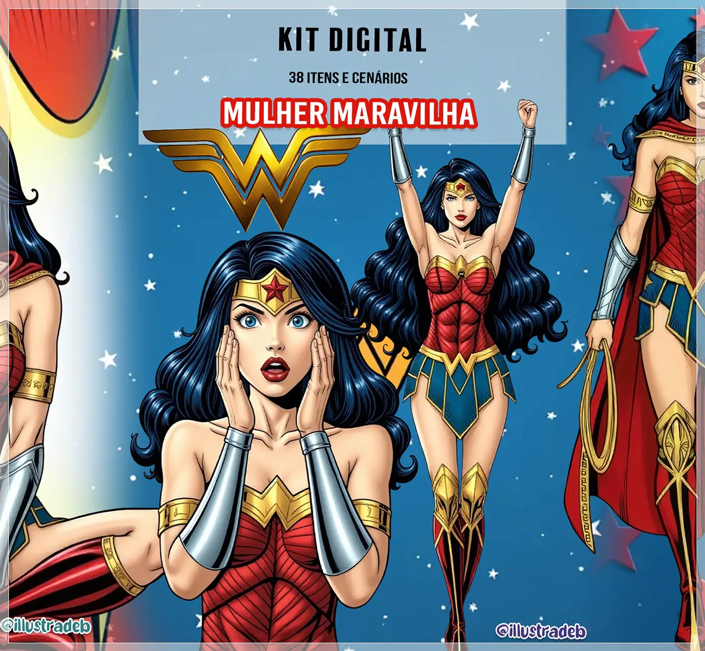Kit Digital Mulher Maravilha Comic 176 1