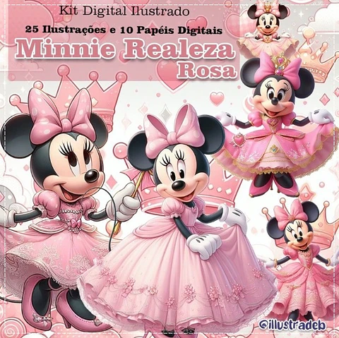 Kit Digital Minnie Realeza Rosa 166
