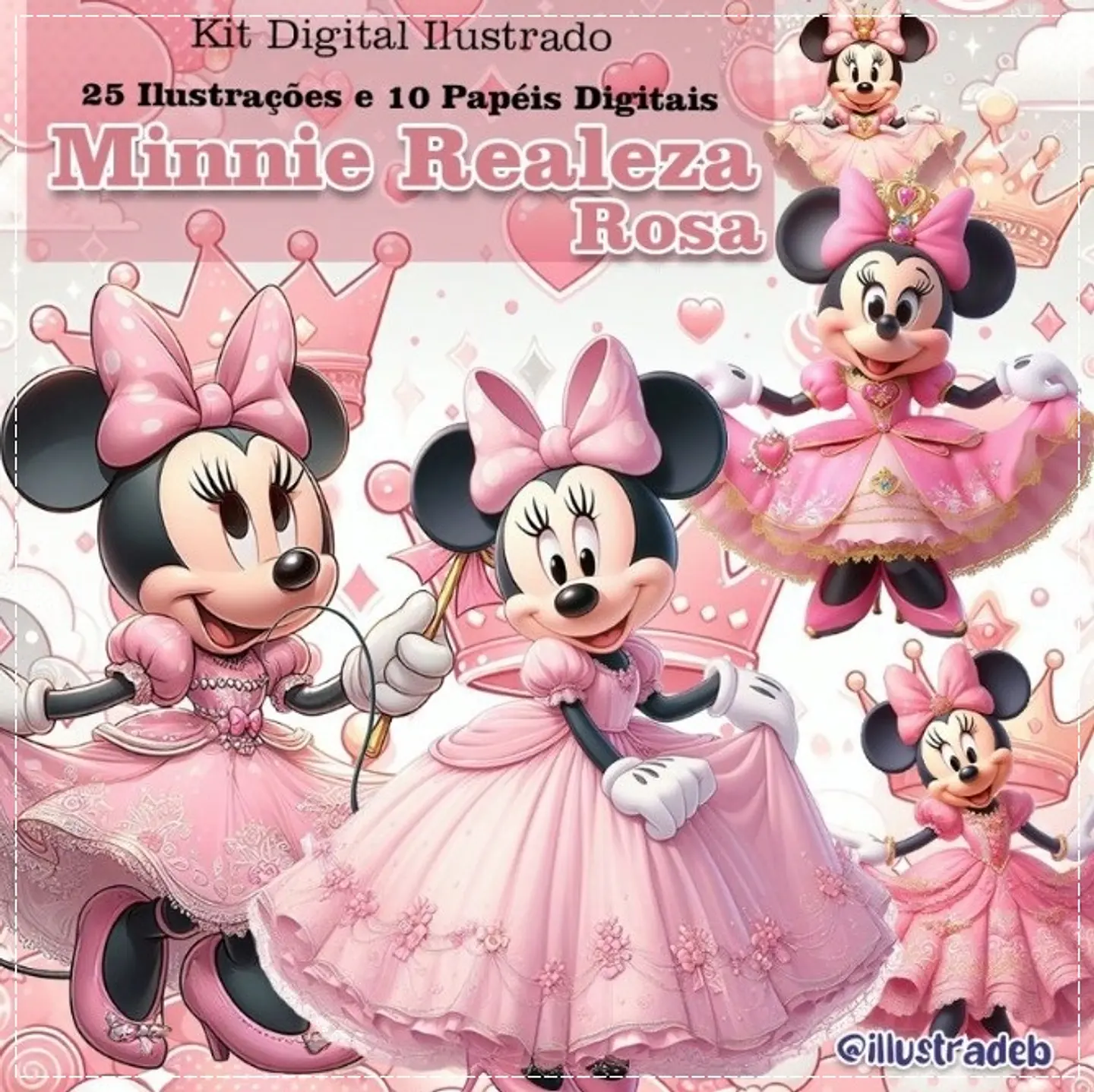 Kit Digital Minnie Realeza Rosa 166 1