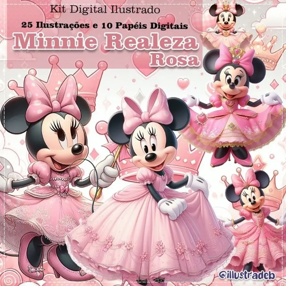 Kit Digital Minnie Realeza Rosa 166 1