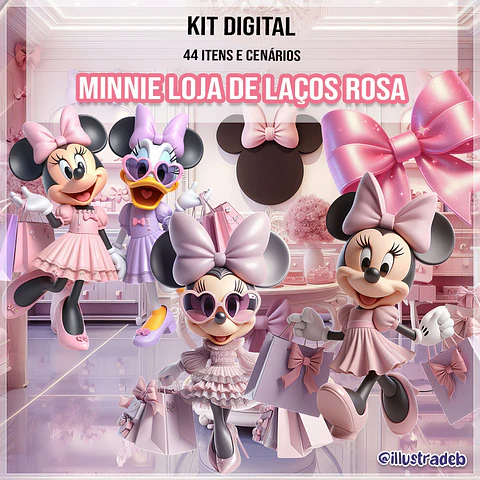 Kit Digital Minnie Loja de Laços Rosa 163