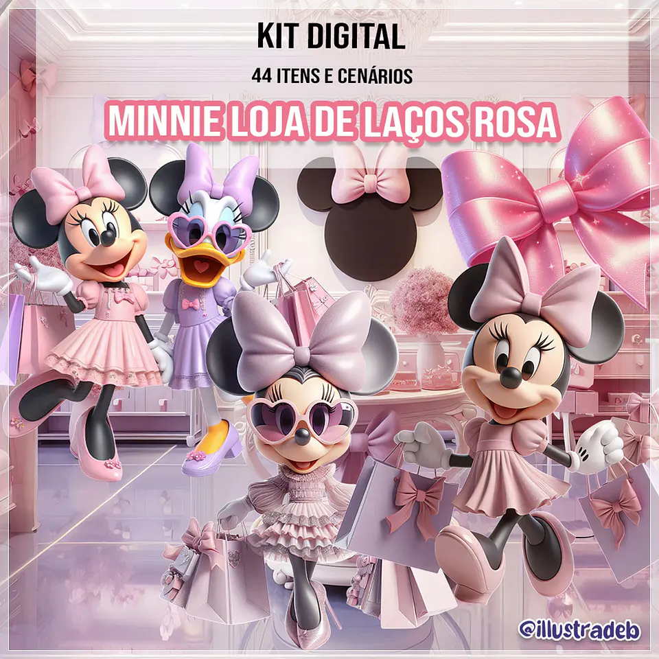 Kit Digital Minnie Loja de Laços Rosa 163 1