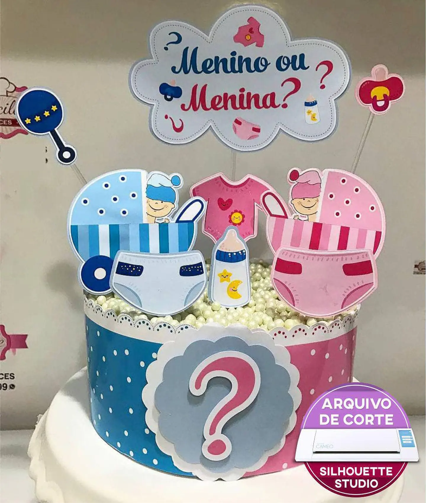 Arquivo de Corte Topo de Bolo Chá Revelação 3 1