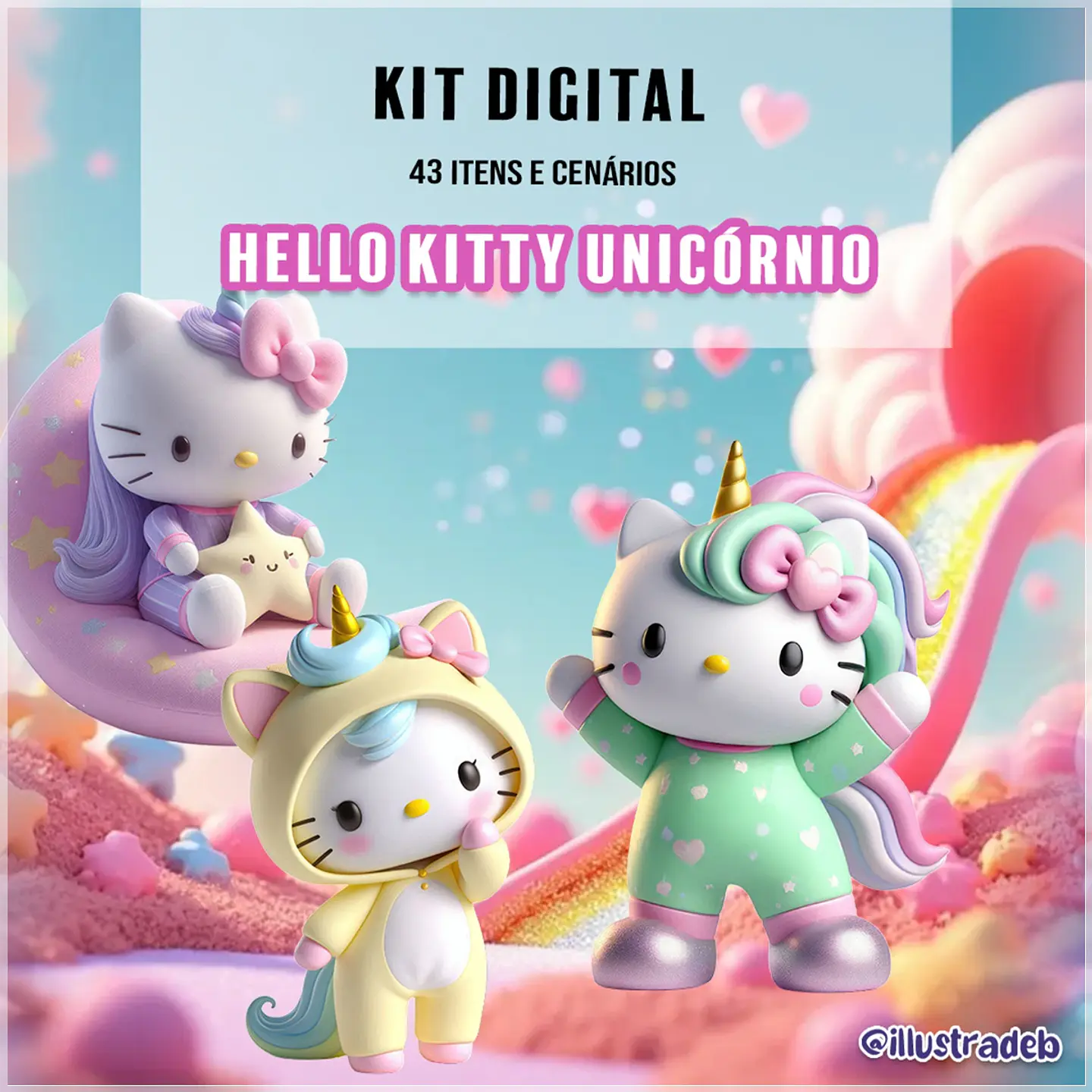 Kit Digital Hello Kitty Unicórnio 124 1