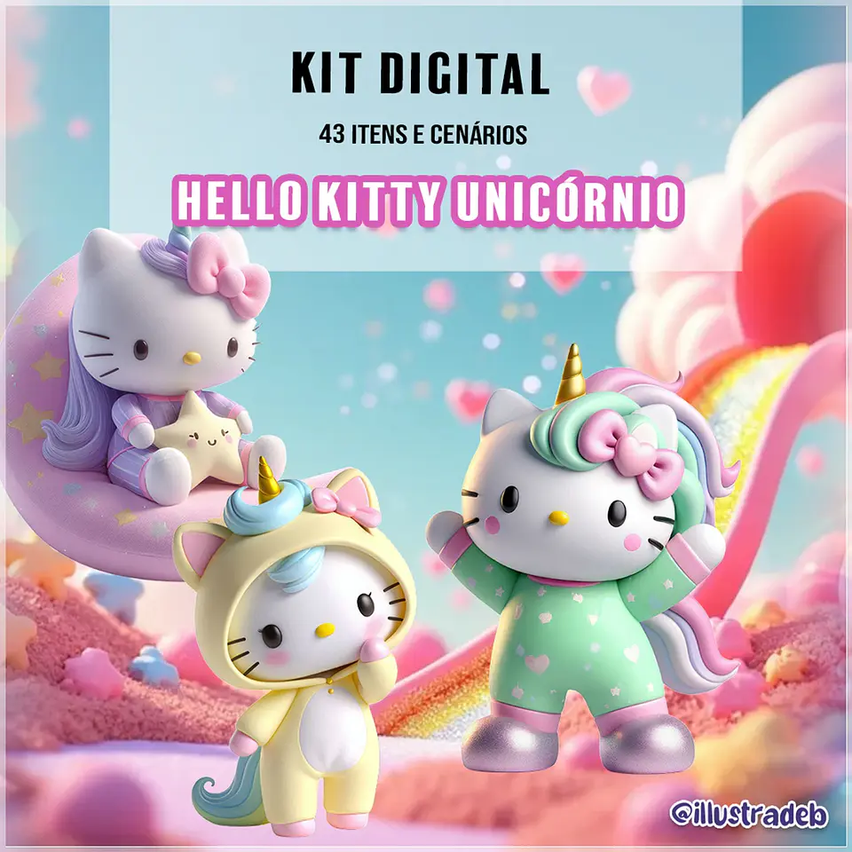 Kit Digital Hello Kitty Unicórnio 124 1