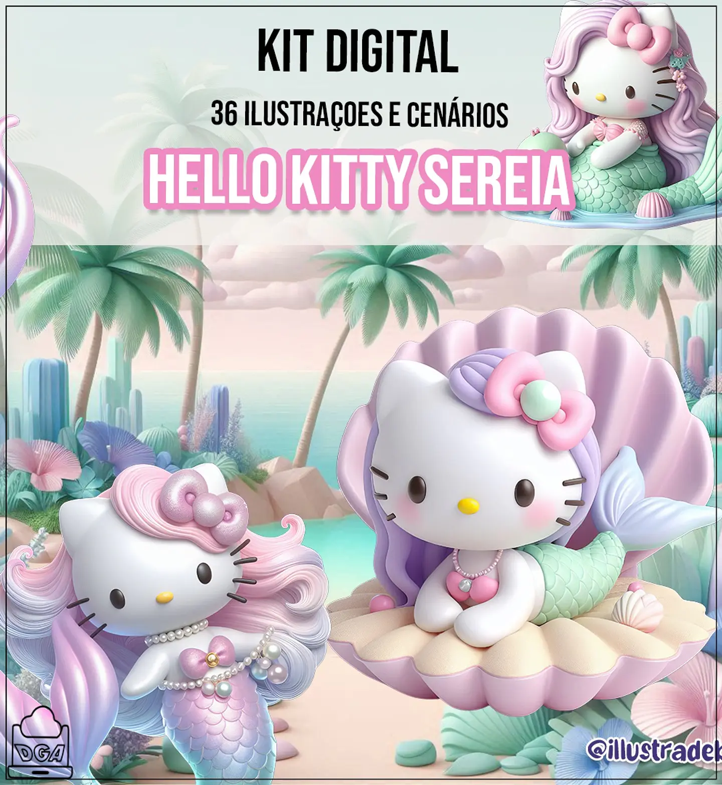 Kit Digital Hello Kitty Sereia 123 1