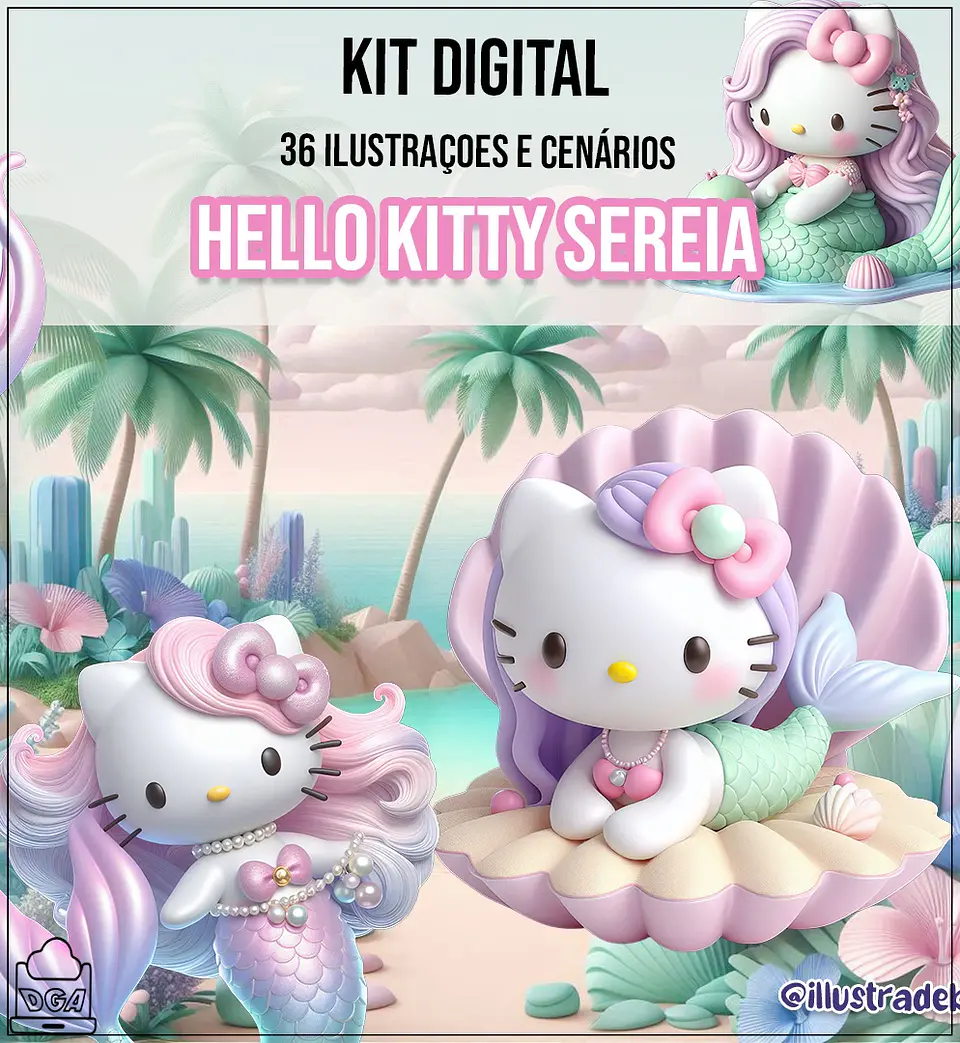 Kit Digital Hello Kitty Sereia 123 1