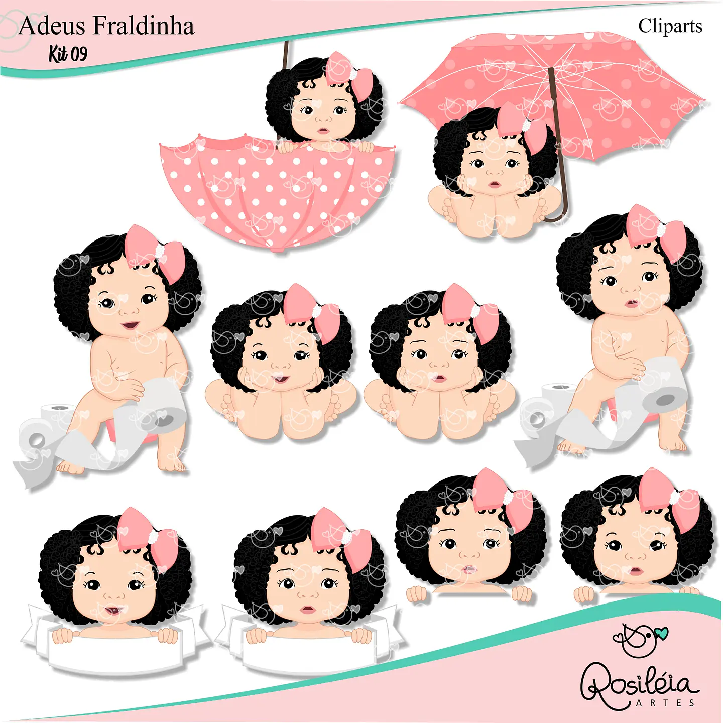 Kit Digital Adeus Fraldinha Menina 7 1