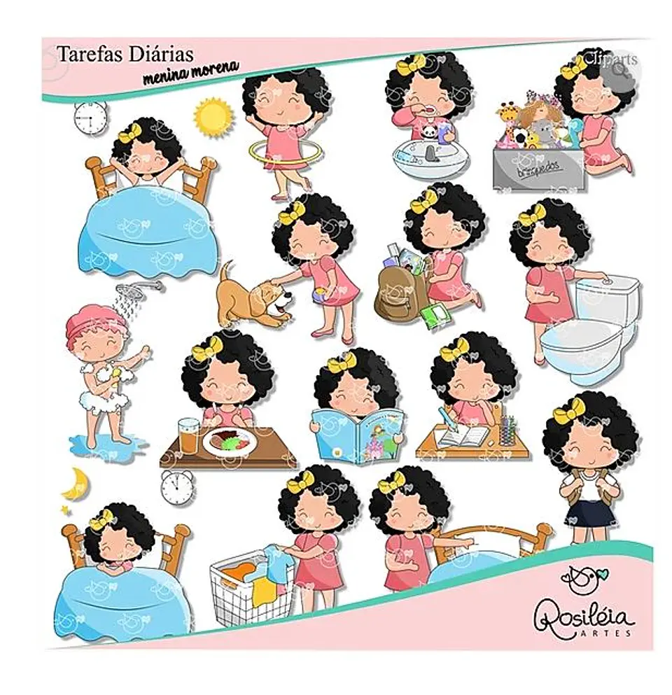 Kit Digital Tarefas Diarias Menina Morena 79 1