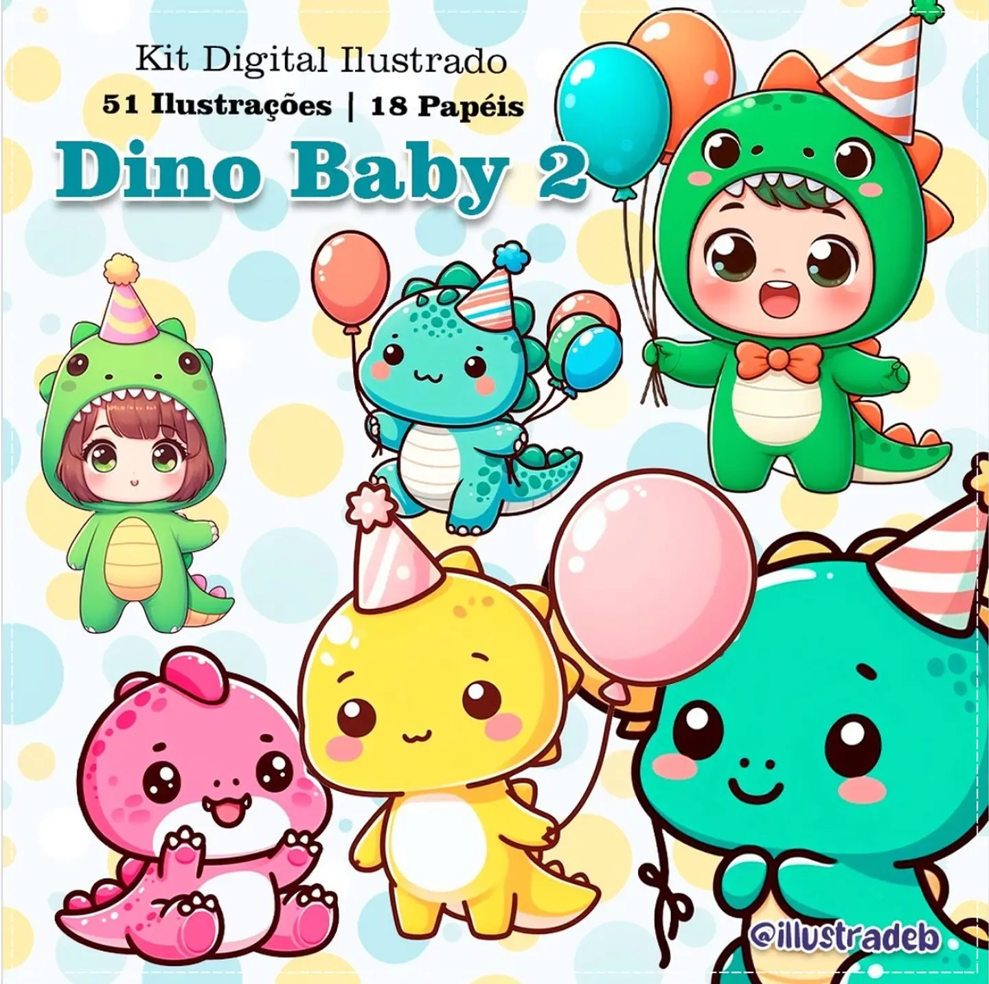 Kit Digital Dino Baby Aniversário 62 1
