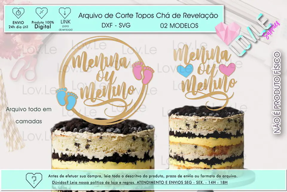 Arquivo de Corte Topo de Bolo Chá Revelação 10 1