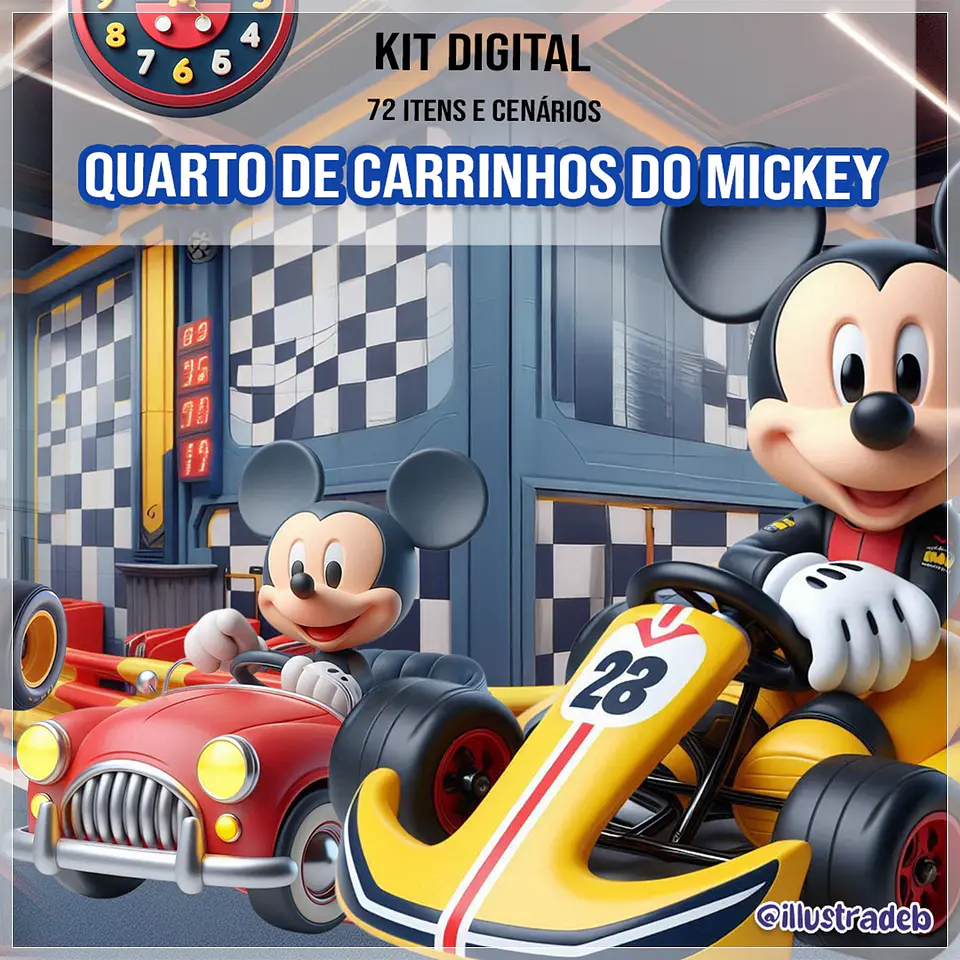 Kit Digital Quarto de Carrinhos do Mickey 199 1