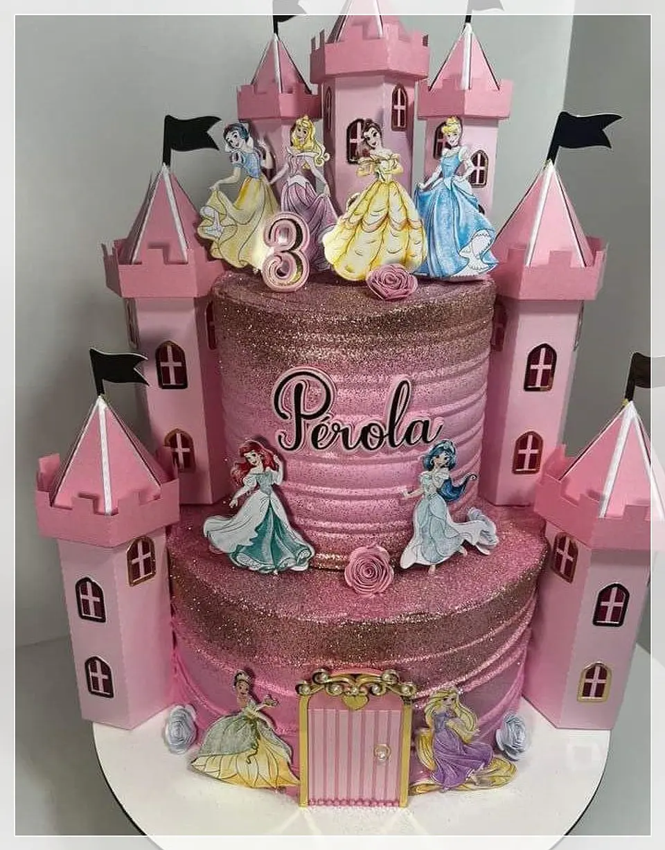 Arquivo de Corte Topo de Bolo Castelo Princesas Disney 8 1