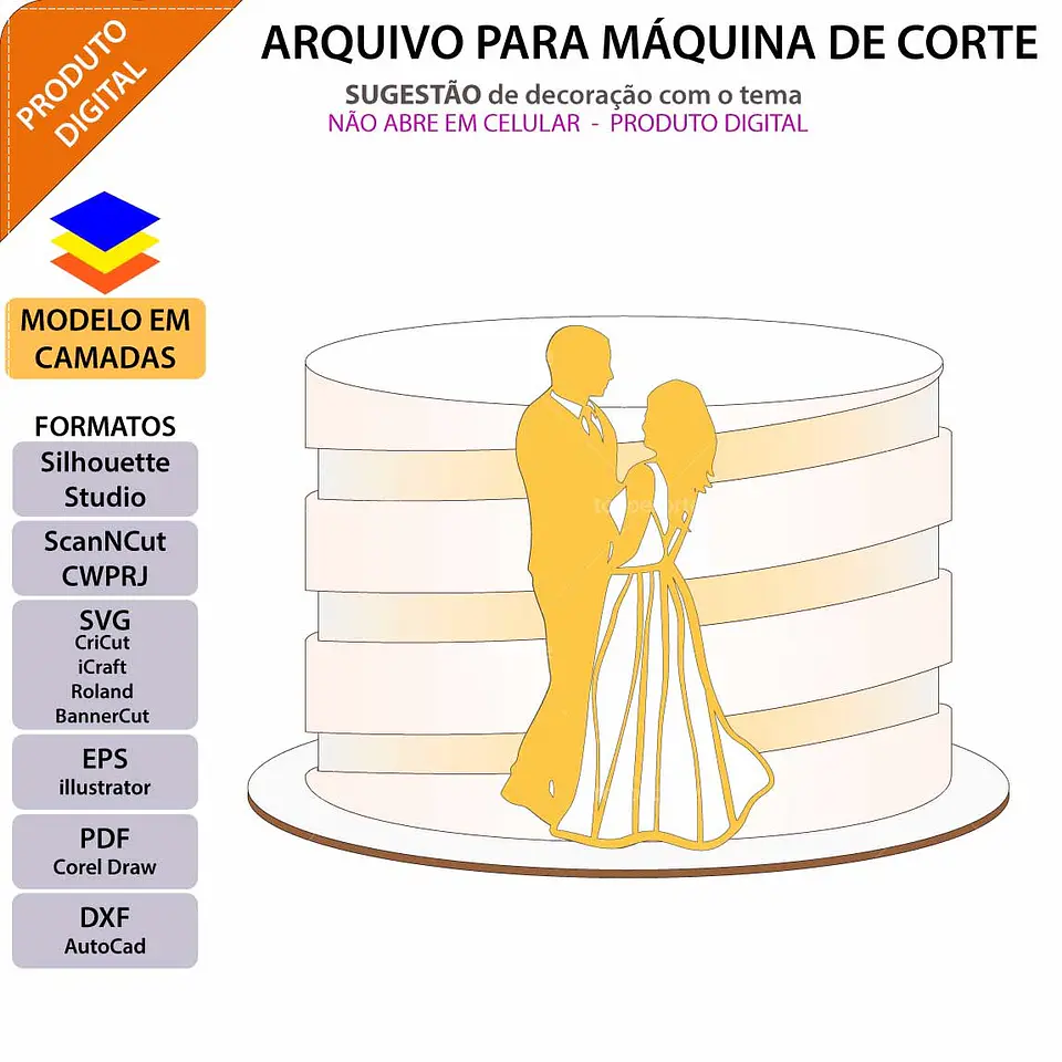 Arquivo de Corte Topo de Bolo Casamento 26 1