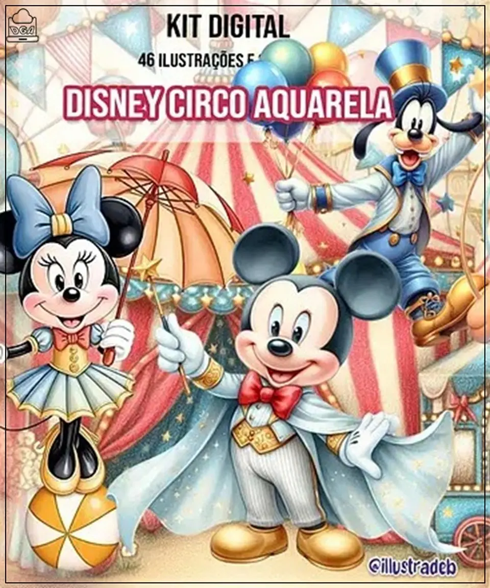 Kit Digital Disney Circo Aquarela 70 1