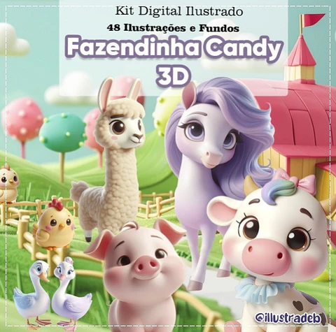 Kit Digital Fazendinha Candy 3d 100