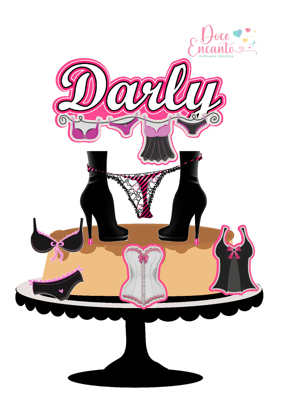 Arquivo de Corte Topo de Bolo Chá de Lingerie 6 1