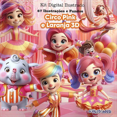 Kit Digital Circo 3d Pink 46