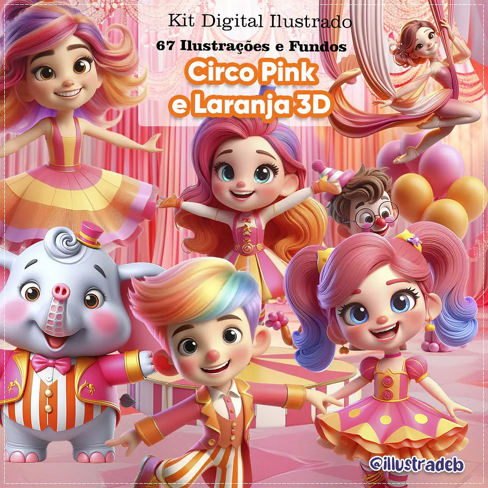 Kit Digital Circo 3d Pink 46 1