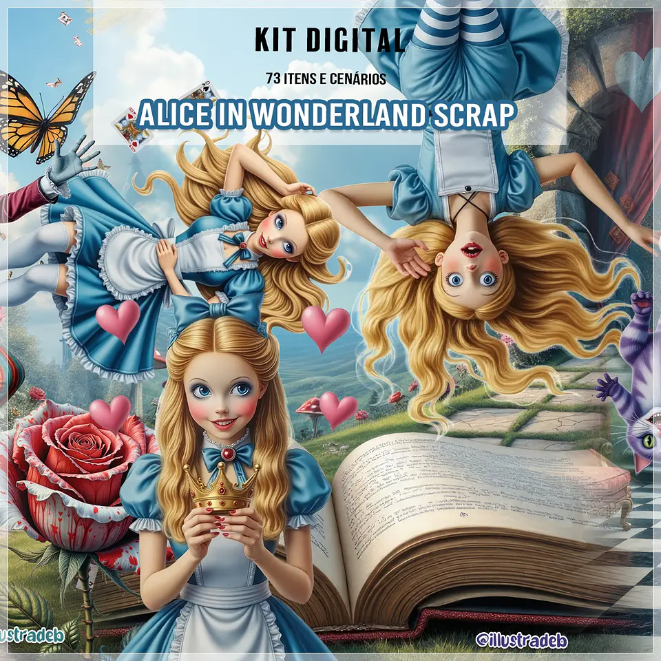 Kit Digital Alice In Wonderland ScrapBook 10 1