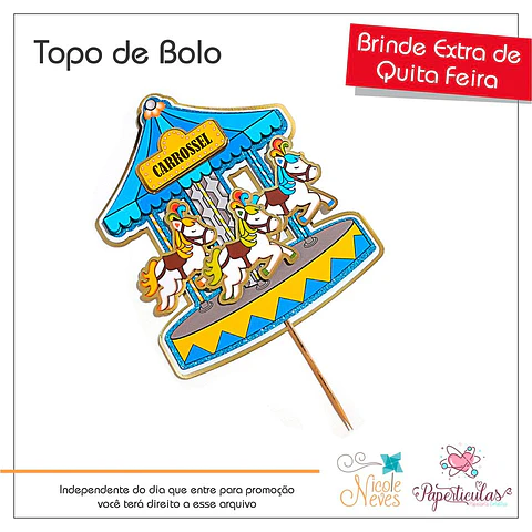 Arquivo de Corte Topo de Bolo Carrossel 3
